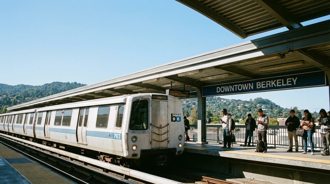 A BART train at Downtown Berkeley station