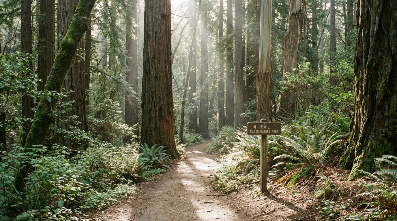A trail through the redwoods in the Tilden Nature Area